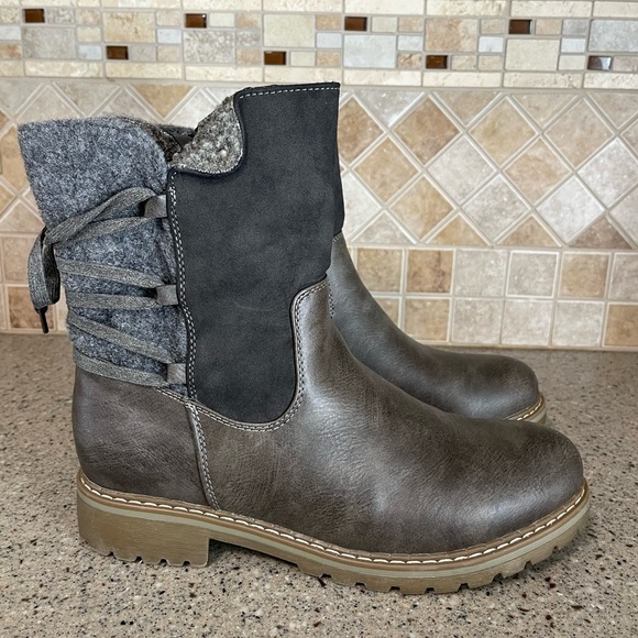 Patrizia Women’s Dawna Grey Multi Faux Leather Boot Size 41 US 10 - Picture 3 of 11